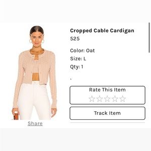 525 Cropped Cable Cardigan and tank in Oat / size L